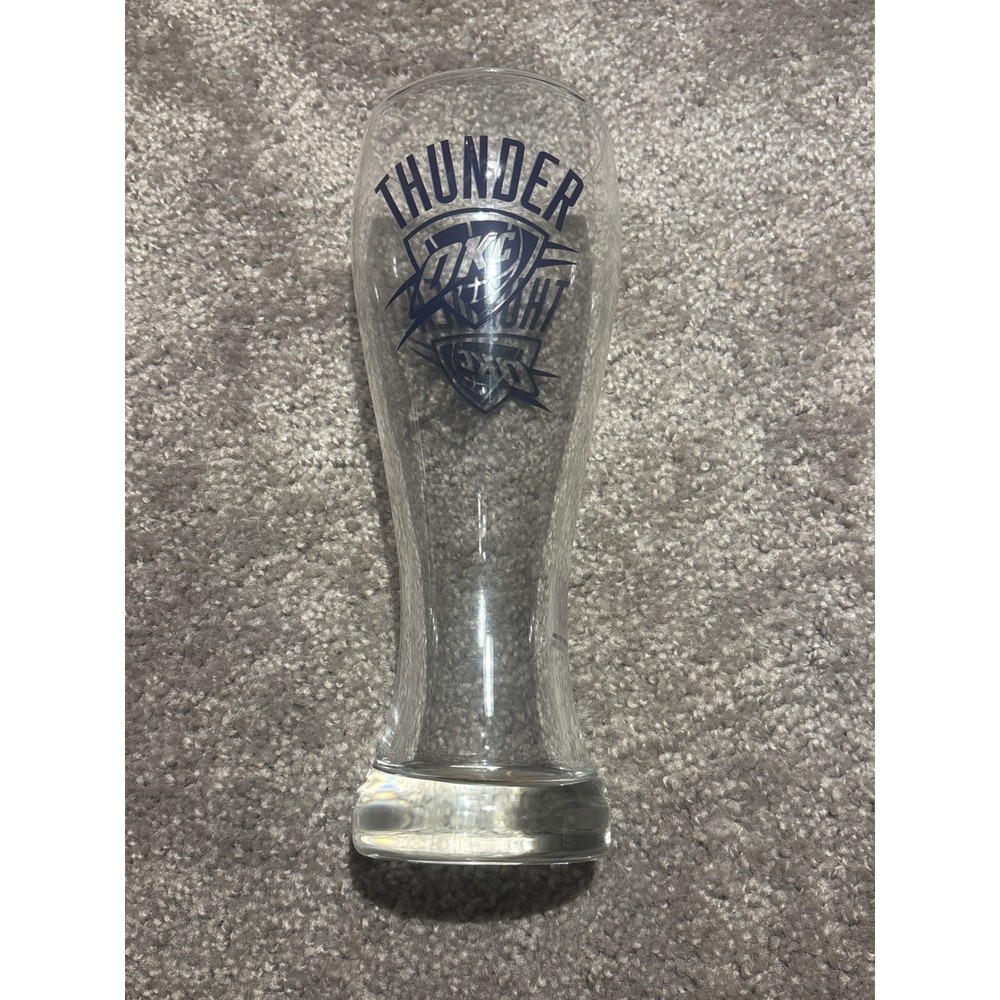 NBA Oklahoma City Thunder 23 oz Pilsner Glass Logo Clear Navy Blue Barware